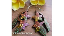 Bali Wood Colored Earring Carved Fashion